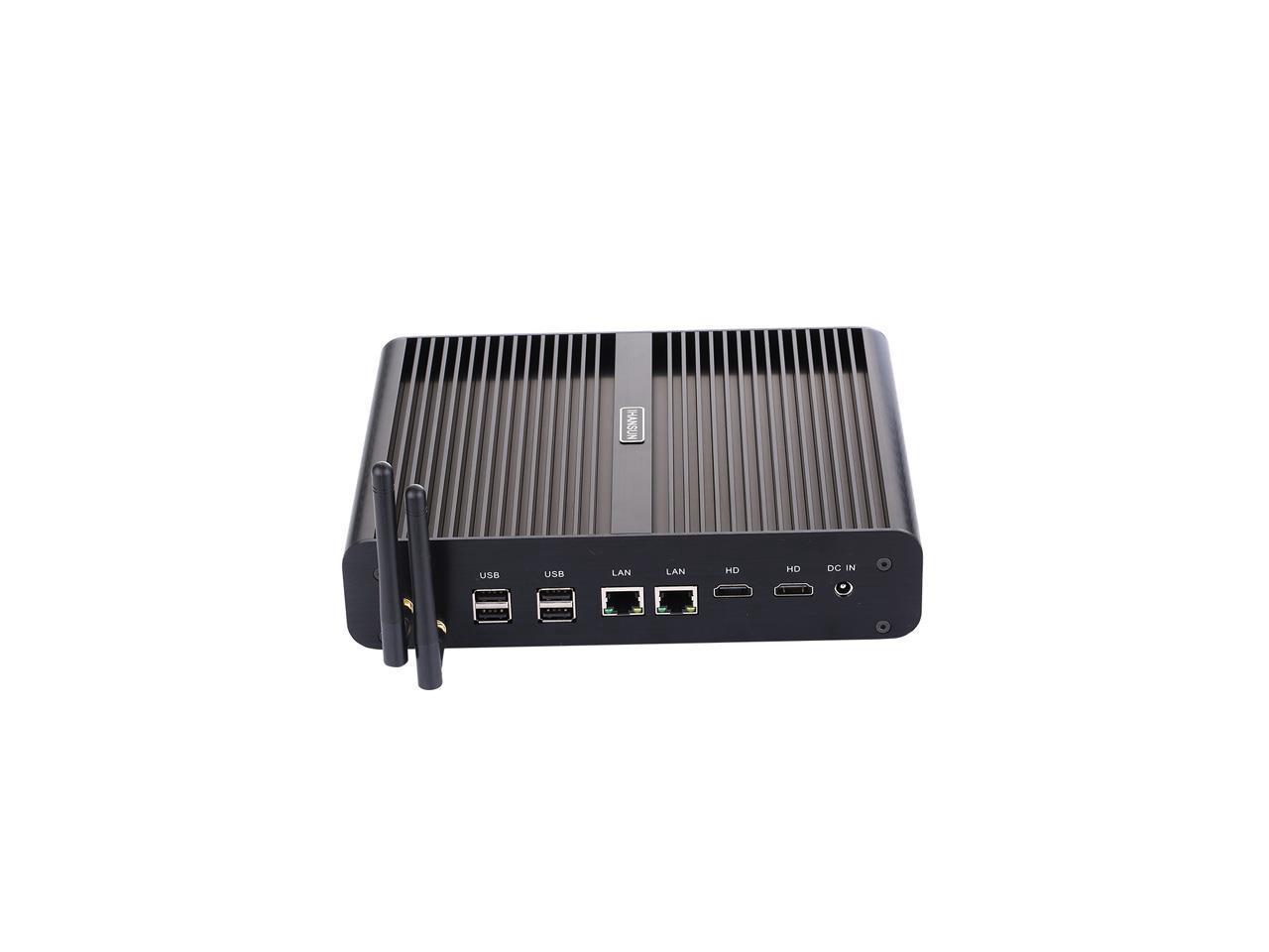 Fanless Mini PC,Desktop Computer,with Windows 10 Pro/Linux Ubuntu support,Intel Core I7 5500U,(Black),[HUNSN BM02],[ 2LAN/2HDMI/4USB3.0/4USB2.0/WiFI],(16G RAM/512G SSD/1TB HDD)